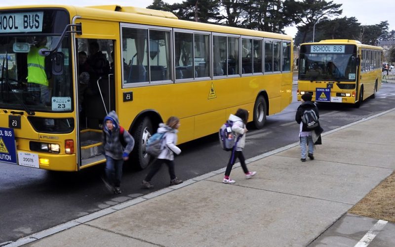 Autobuze şcolare în loc de trafic şi claxoane