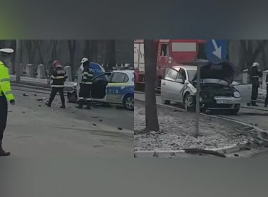 Accident în Bârlad; o persoană a fost grav rănită, după ce maşina în care se afla a lovit un stâlp
