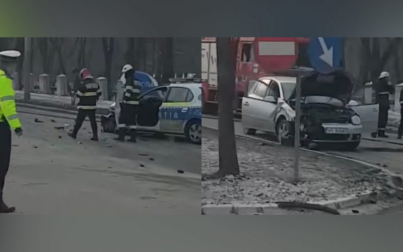 Accident în Bârlad; o persoană a fost grav rănită, după ce maşina în care se afla a lovit un stâlp
