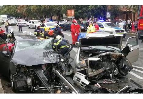 Accident pe contrasens în Oradea