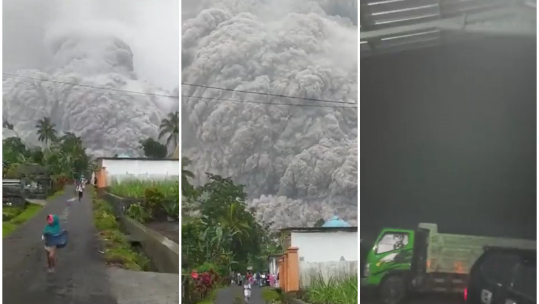 Erupţie uriaşă a vulcanului Semeru din Indonezia. Imagini cu oameni fugind de norul de cenuşă. Unele zone s-au întunecat complet