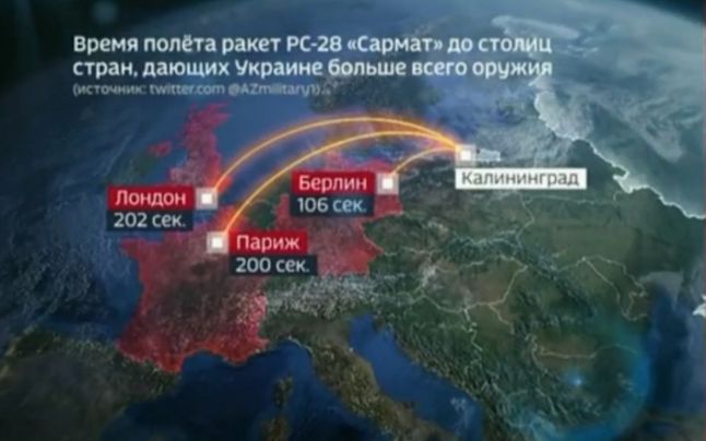 Propagandiştii lui Putin simulează lovirea Europei cu rachete nucleare care îşi ating ţinta în 200 de secunde: „Nimeni nu va supravieţui”